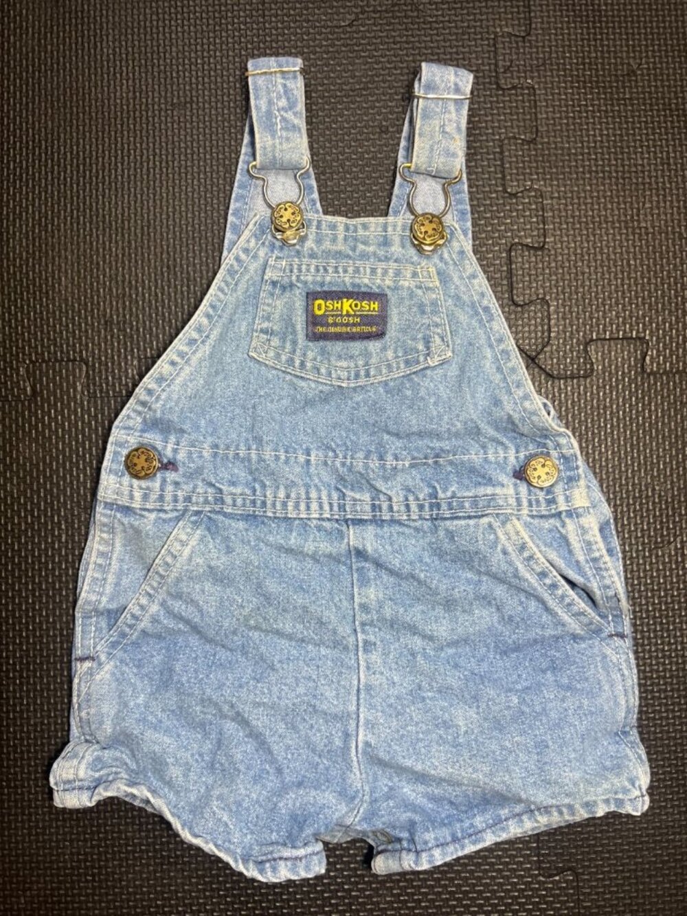 Vintage OshKosh B'gosh Overall Short Baby 18Mo Blue Denim Vestbak Union Made 80s